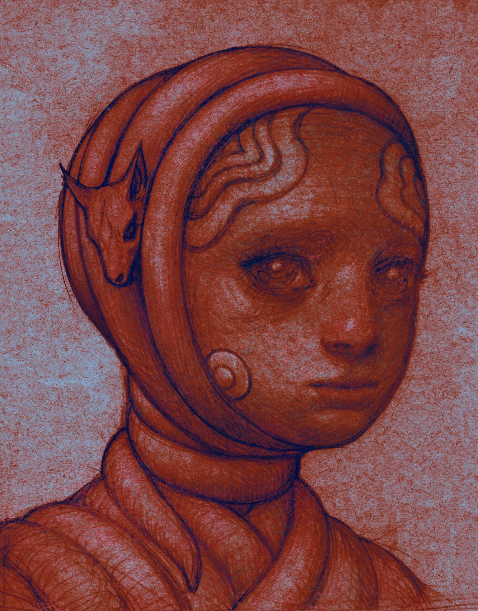 This is a preliminary sketch and color study for a physical painting that I will be making soon.
Graphite and Digital, 3142 x 4018 Pixels, 2022.